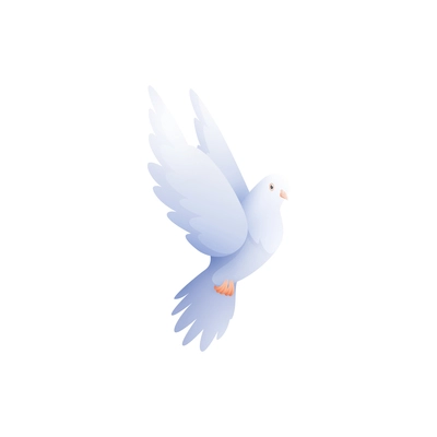 White pigeon dove composition with isolated flat image of flying bird with wings vector illustration