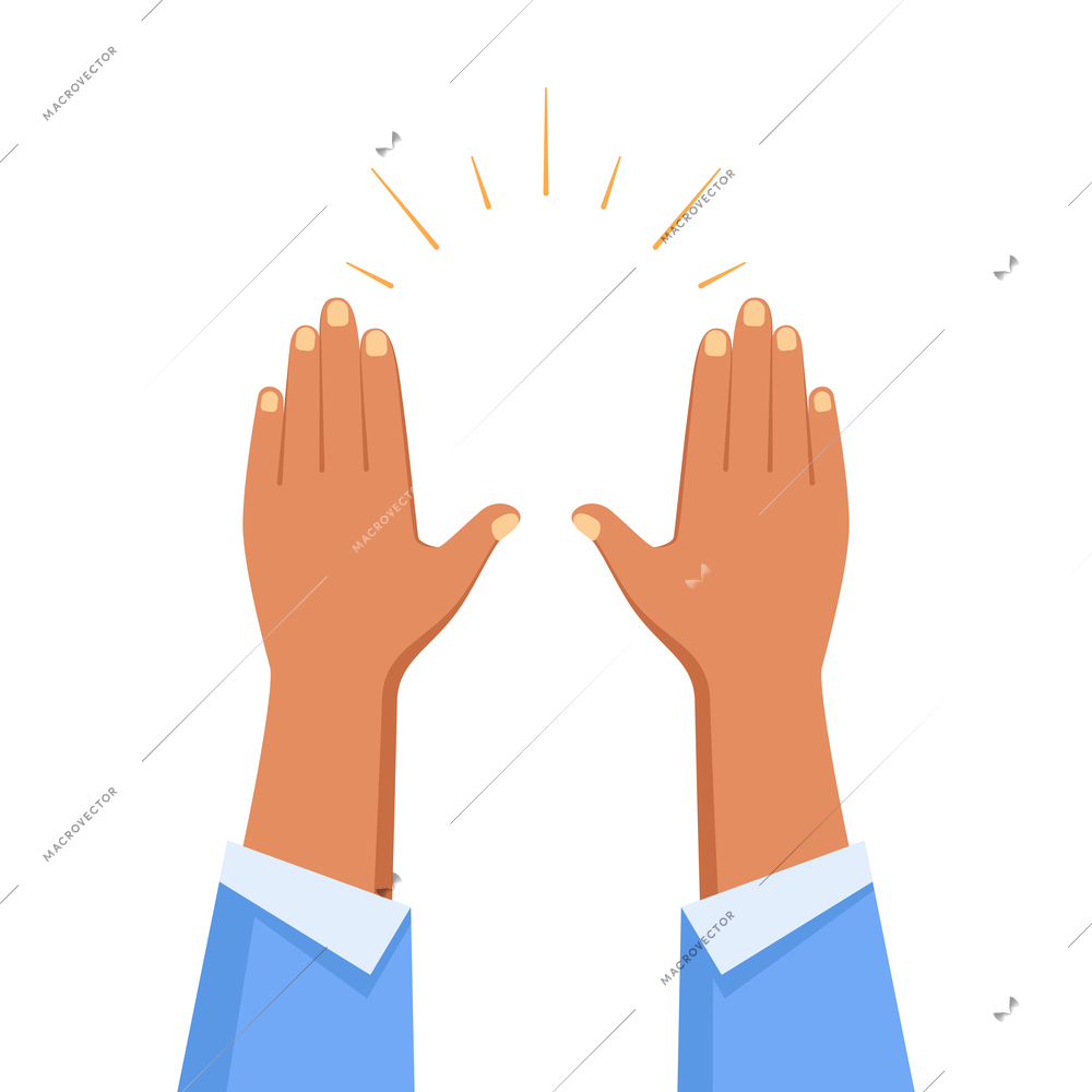 Raise hands flat composition with isolated human hand gesture images on blank background vector illustration