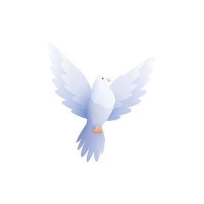 White pigeon dove composition with isolated flat image of flying bird with wings vector illustration