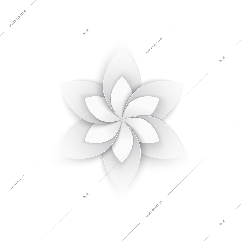 White paper tropical flowers composition with paper crafting goods image vector illustration