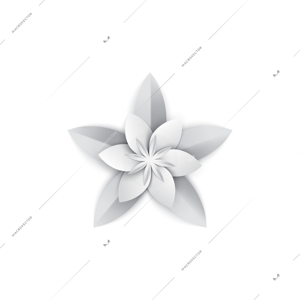 White paper tropical flowers composition with paper crafting goods image vector illustration