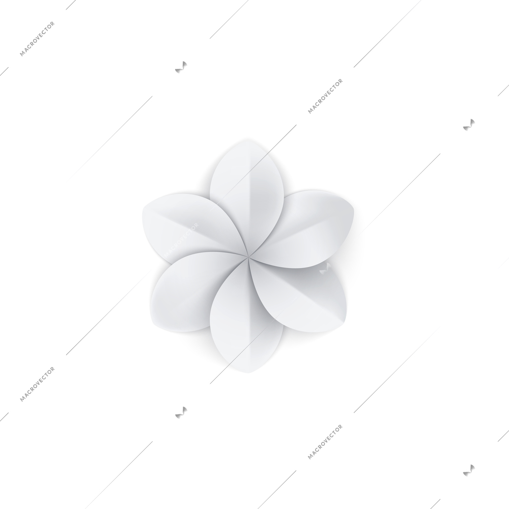 White paper tropical flowers composition with paper crafting goods image vector illustration