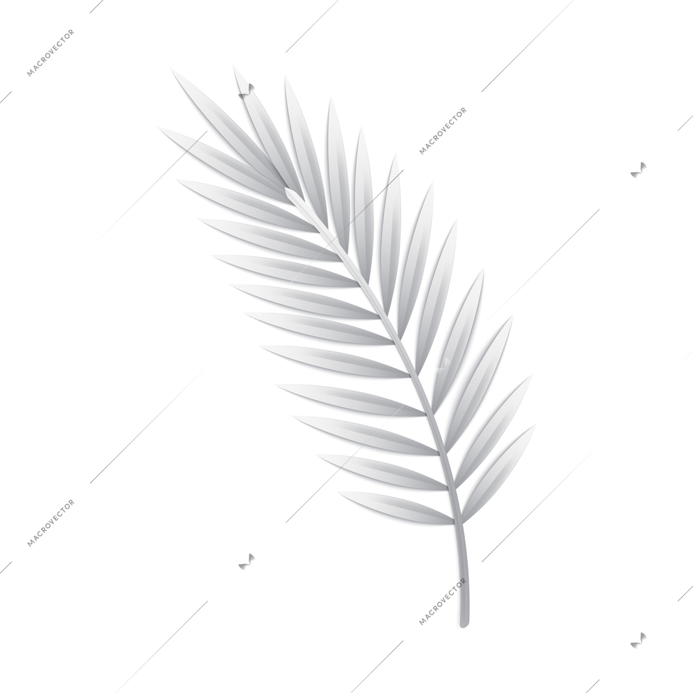 White paper tropical leaves composition with paper crafting goods image vector illustration