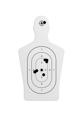 Bullet holes target realistic composition on blank background with isolated images of paper target with holes vector illustration