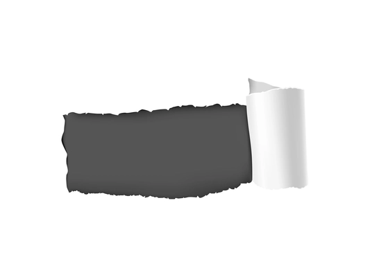 Realistic composition with white torn paper hole on dark background isolated vector illustration