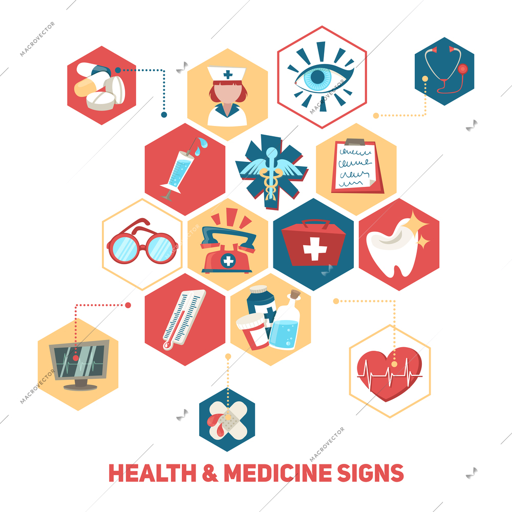 Hospital medical health care and ambulance signs concept vector illustration.