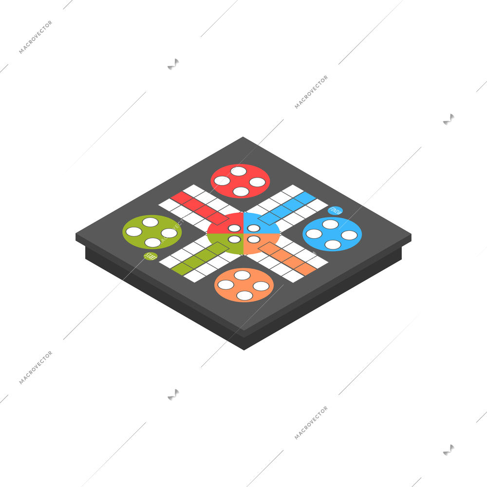 Board games isometric icons composition with square board game vector illustration