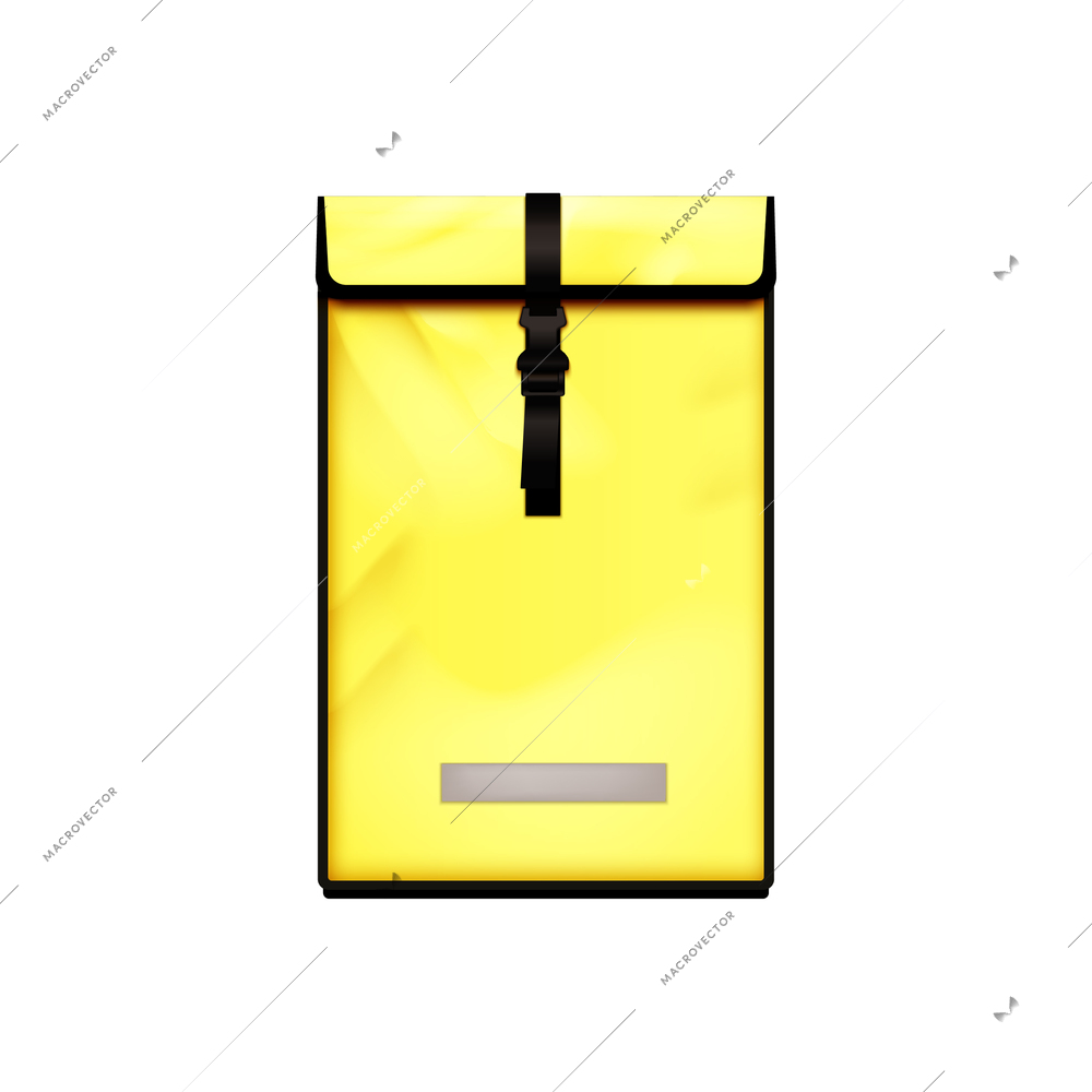 Food delivery courier insulated bag and backpack closeup front view realistic composition vector illustration