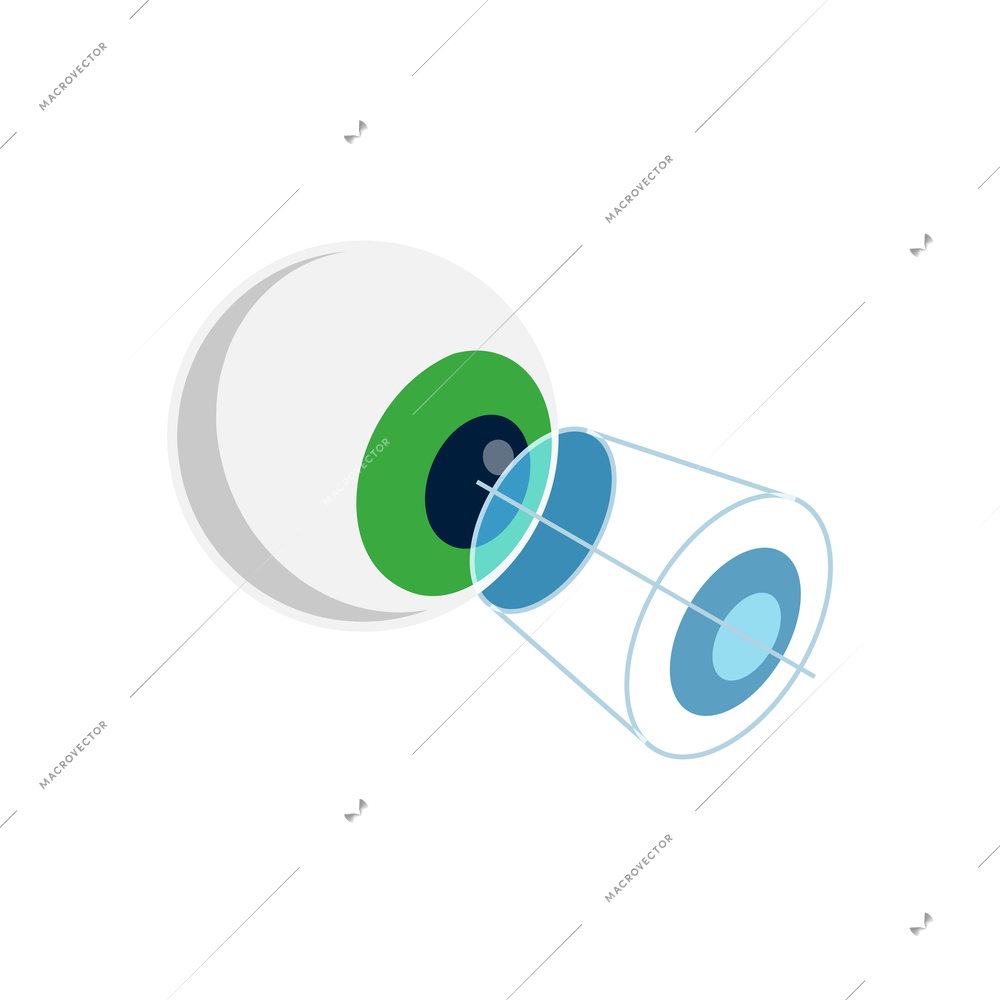 Biometric authentication recognition technology composition with isometric images of eyeball and retina scanner vector illustration