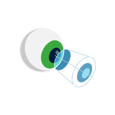 Biometric authentication recognition technology composition with isometric images of eyeball and retina scanner vector illustration