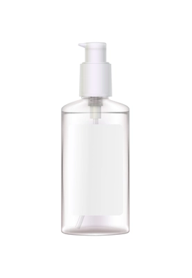 Hand sanitizer composition with realistic image of antivirus aerosol dispenser spray bottle vector illustration