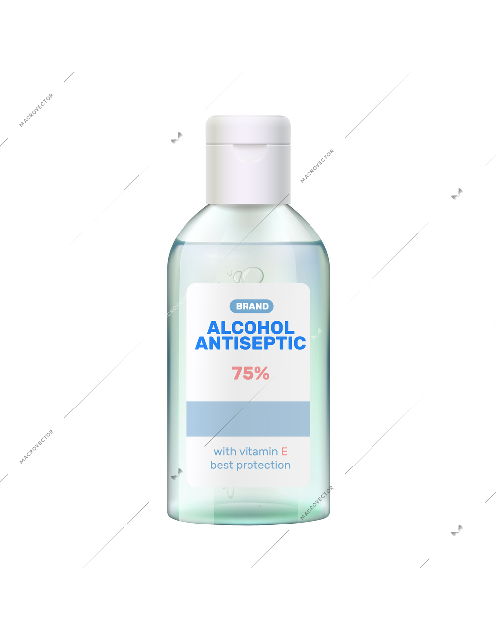 Hand sanitizer composition with realistic image of antivirus aerosol dispenser spray bottle with label vector illustration