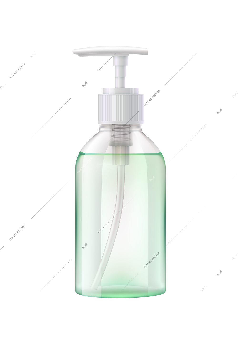 Hand sanitizer composition with realistic image of antivirus aerosol dispenser spray bottle vector illustration