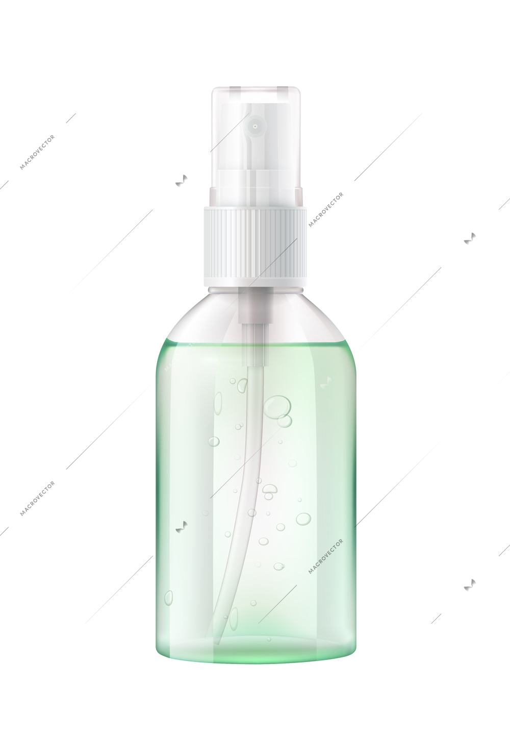 Hand sanitizer composition with realistic image of antivirus aerosol dispenser spray bottle vector illustration