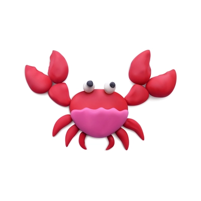 Plasticine modeling clay sea summer composition with realistic isolated image of lobster vector illustration