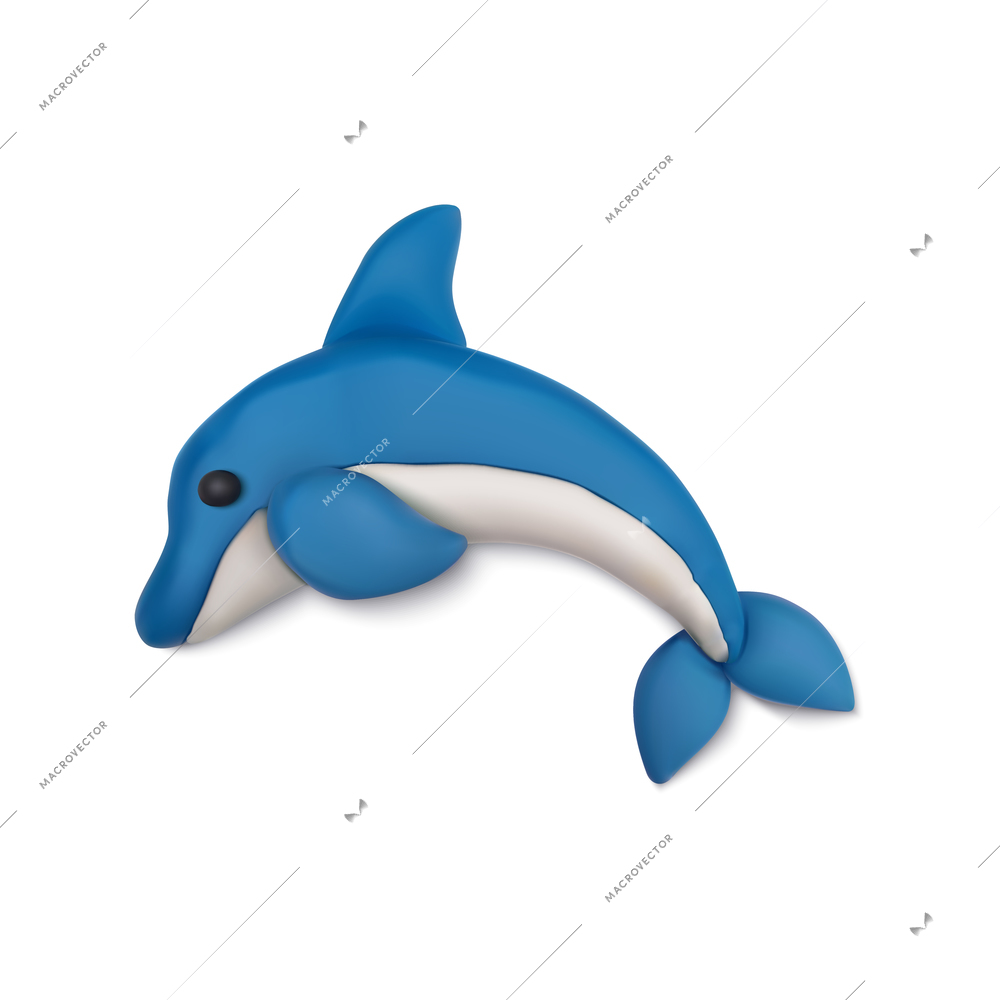 Plasticine modeling clay sea summer composition with realistic figure of dolphin vector illustration