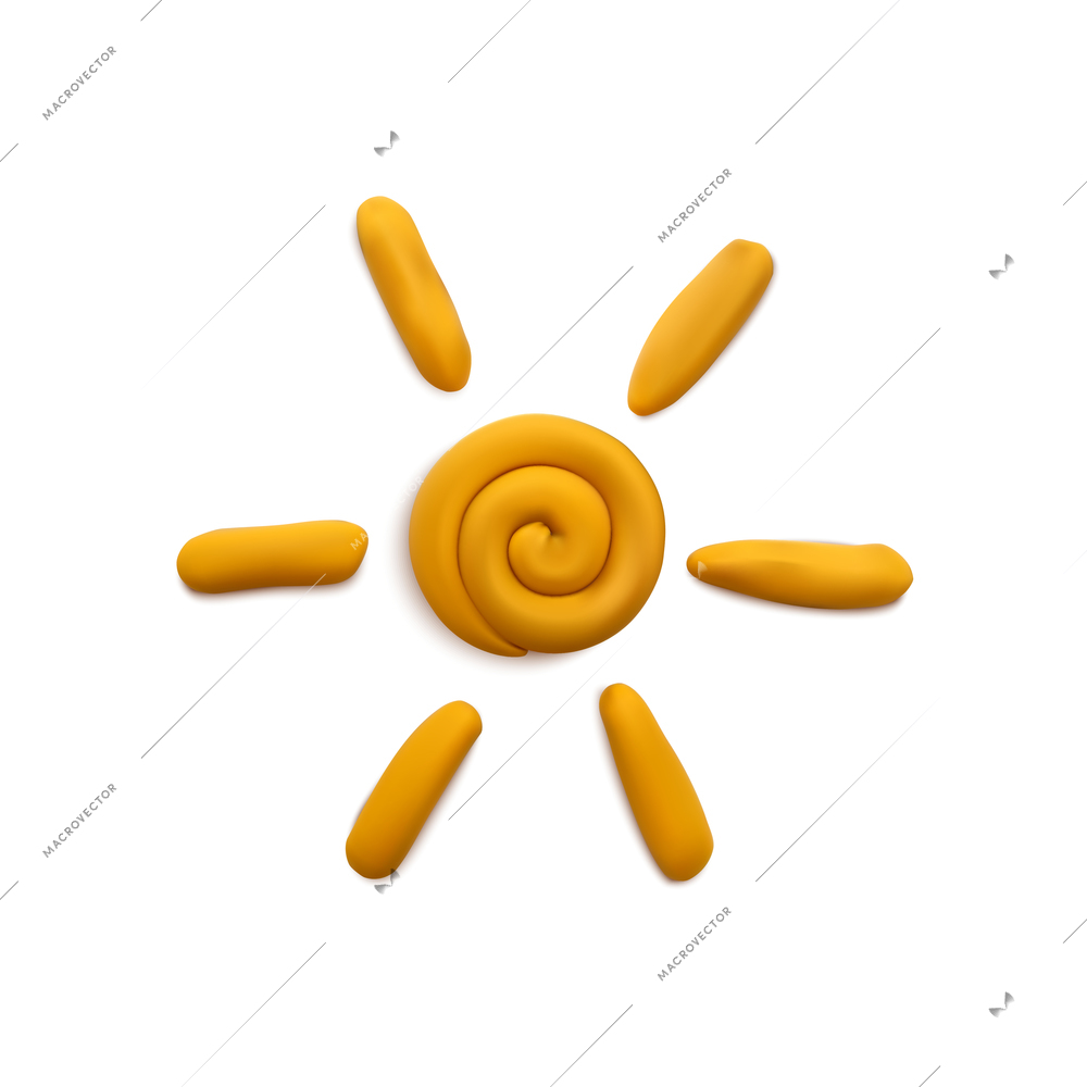 Plasticine modeling clay sea summer composition with realistic top view of sun vector illustration