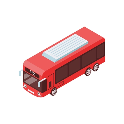 Isometric industrial city composition with isolated image of red bus vector illustration