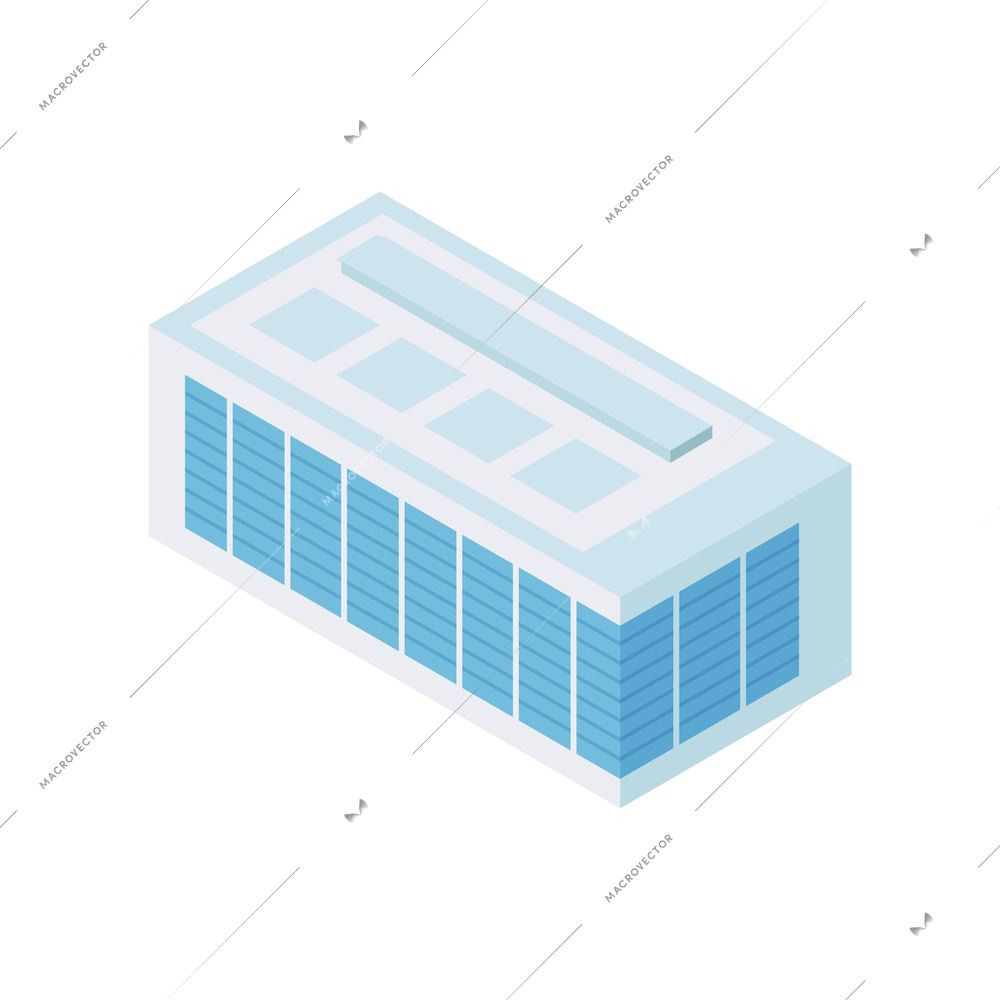 Isometric industrial city composition with isolated image of modern building vector illustration