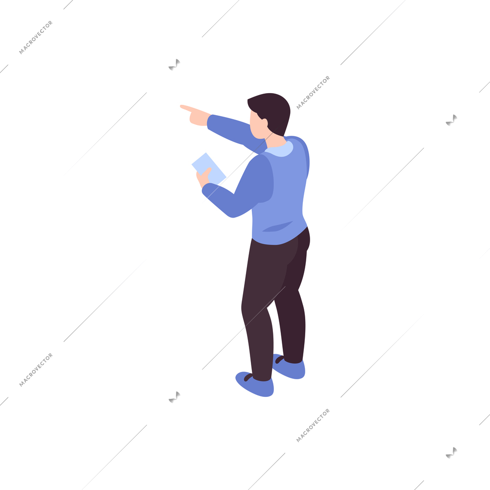 Humanitarian support isometric composition with isolated human character of person responsible for dispensing aid supplies vector illustration