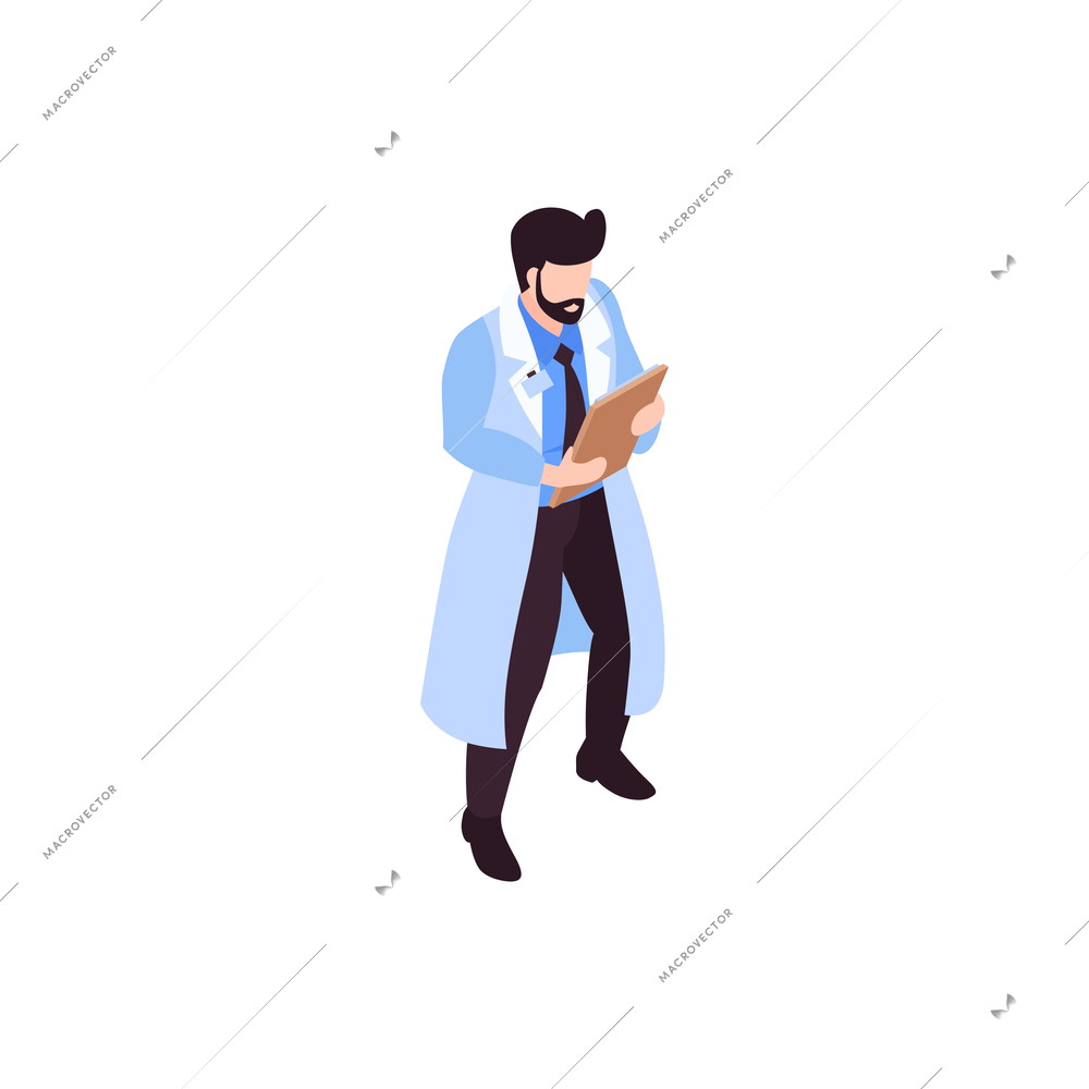 Humanitarian support isometric composition with isolated character of doctor dispensing supplies vector illustration