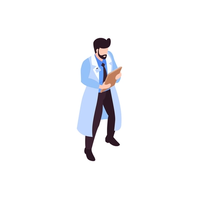 Humanitarian support isometric composition with isolated character of doctor dispensing supplies vector illustration