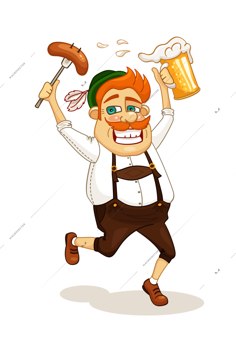 Beer party man with sausage and beer vector illustration