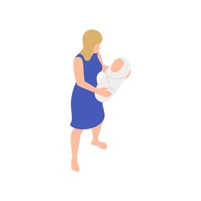 Neighbors relations conflicts isometric composition with female character of mother with crying baby vector illustration