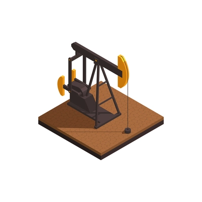 Natural resources isometric composition with image of oil pump vector illustration