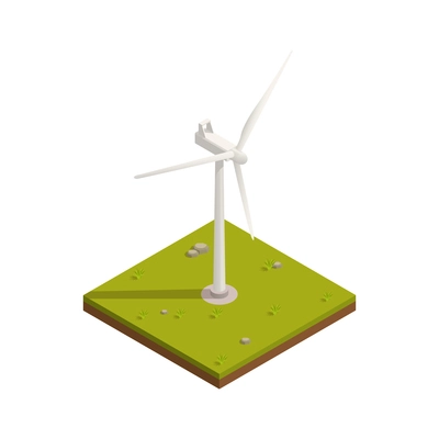 Natural resources isometric composition with isolated image of turbine tower generator vector illustration