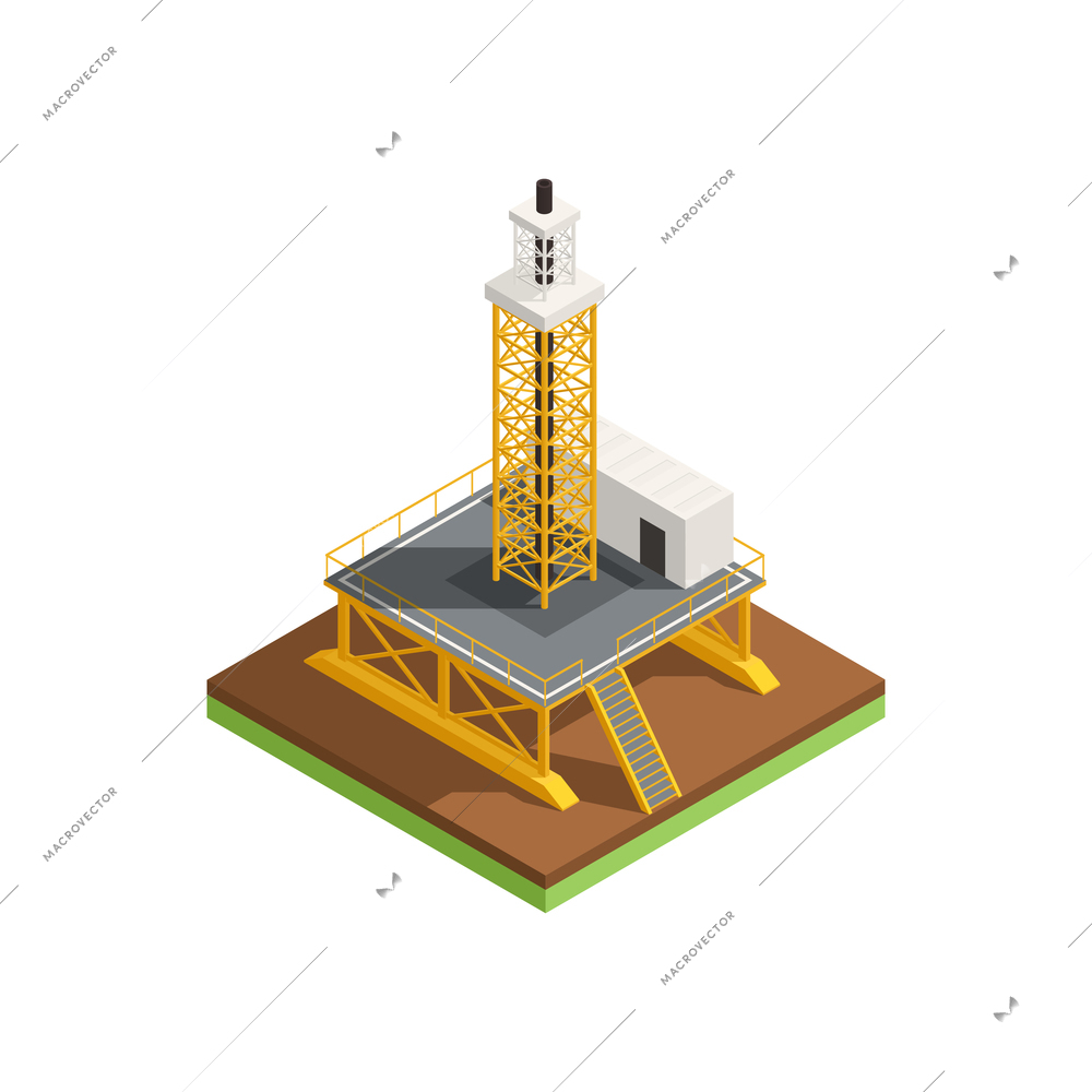 Natural resources isometric composition with image of oil platform vector illustration