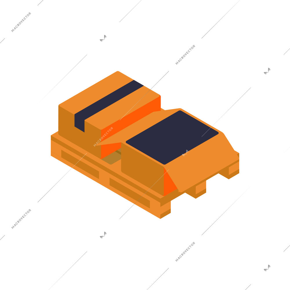 Isometric delivery composition with two parcel boxes standing on wooden pallet vector illustration