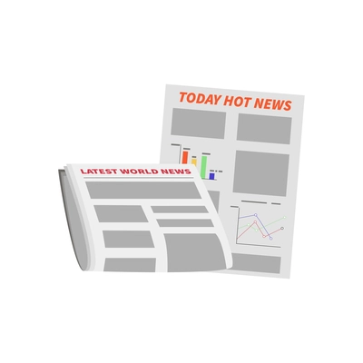 News composition with isolated images of flat newspapers with today hot news vector illustration