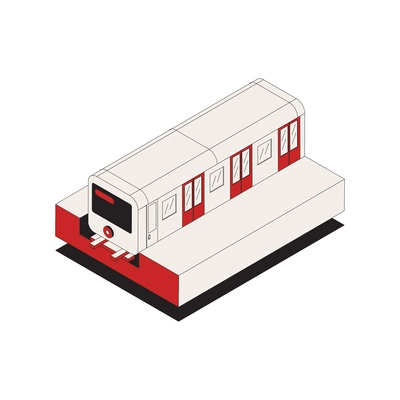 Subway isometric composition with isolated image of train track with rolling stock vector illustration