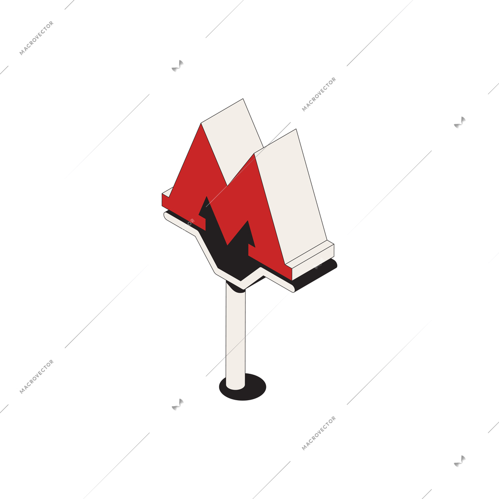 Subway isometric composition with isolated image of moscow metro sign on pedestal vector illustration