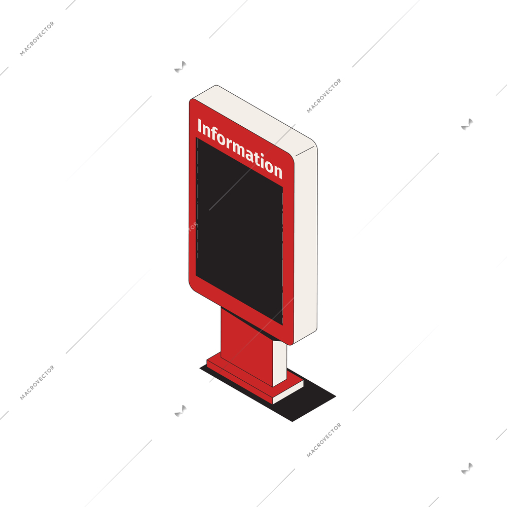 Subway isometric composition with isolated image of interactive terminal providing information to passengers vector illustration