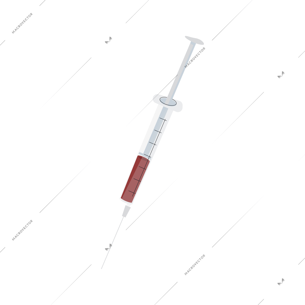 Addiction composition with isolated flat image of syringe with drug narcotic liquid vector illustration