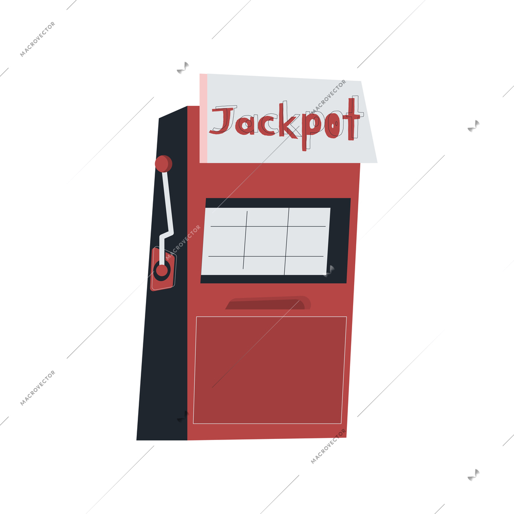 Addiction composition with flat isolated image of gambling machine with jackpot vector illustration