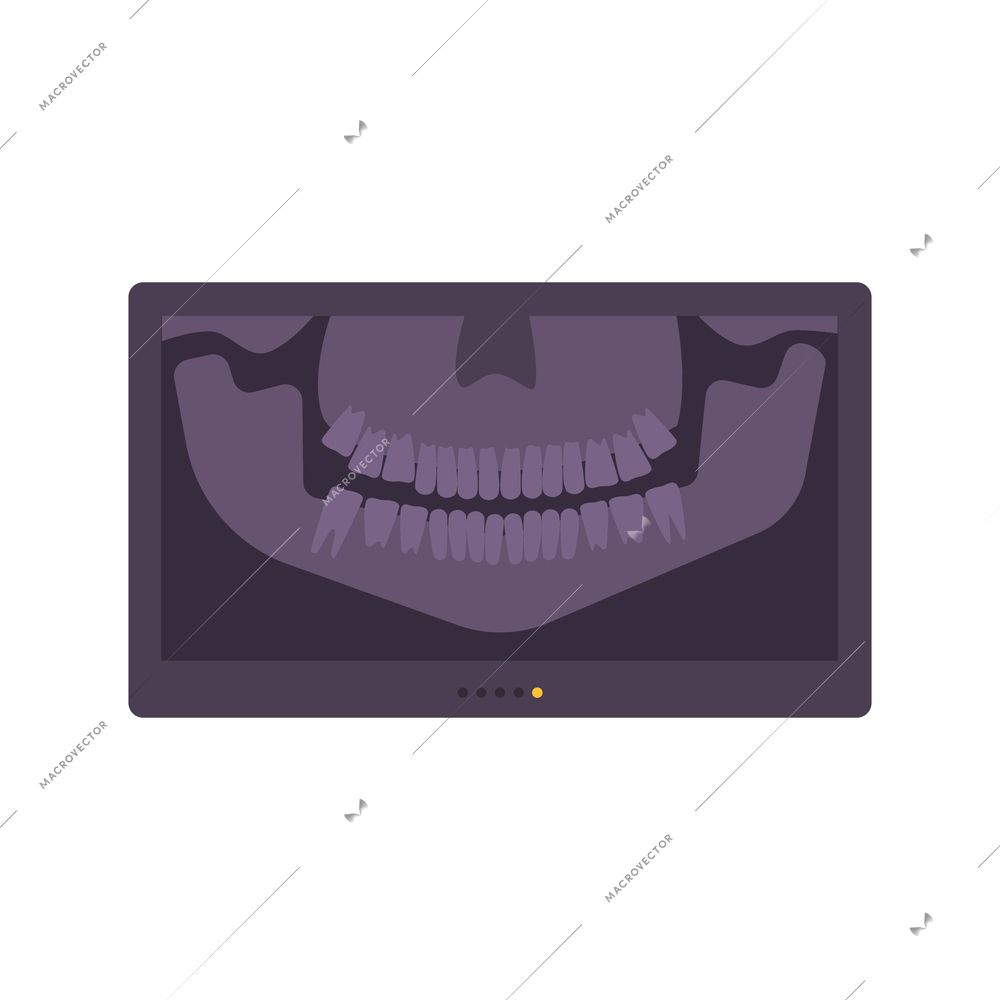 Dentistry composition with flat image of rectangular monochrome dental radiograph vector illustration