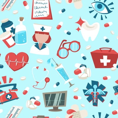 Hospital medical health care first aid seamless pattern vector illustration