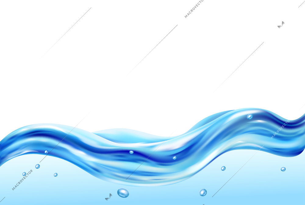 Water ripple realistic composition with curvy waves and drops vector illustration