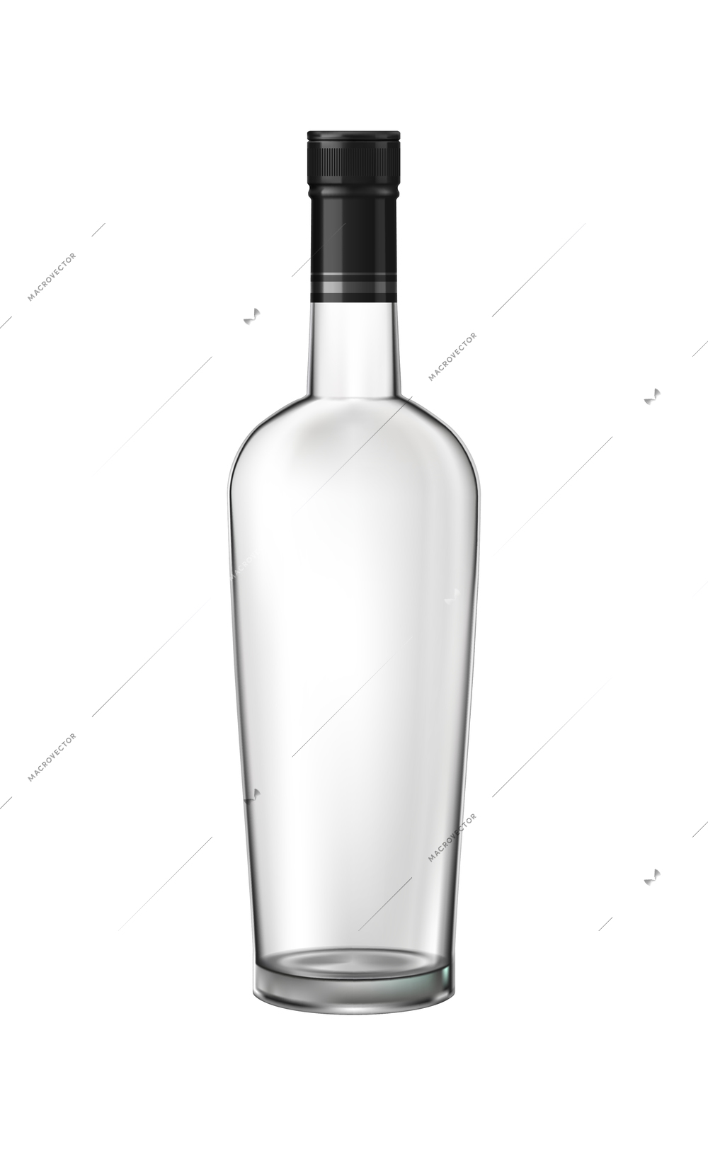 Brandy cognac whiskey glass bottles set with empty alcohol jars of different shape on transparent background vector illustration