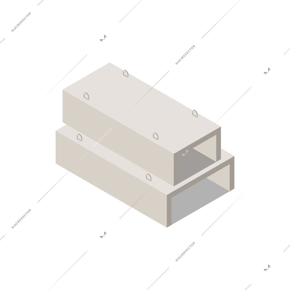 Concrete cement production isometric composition with ready goods for construction needs vector illustration