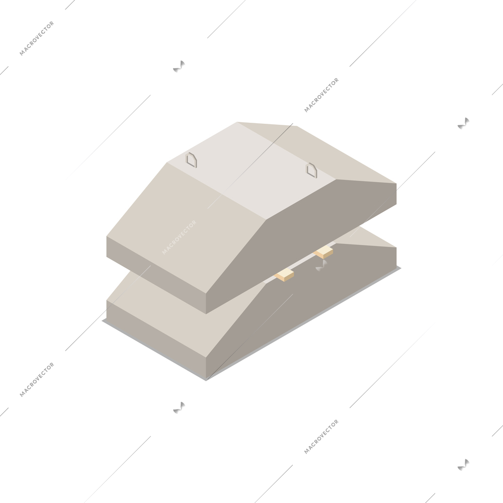 Concrete cement production isometric composition with ready goods for construction needs vector illustration