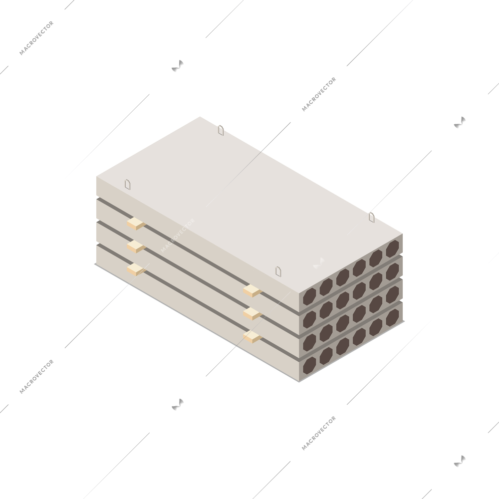 Concrete cement production isometric composition with ready goods for construction needs vector illustration