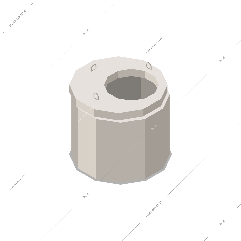 Concrete cement production isometric composition with ready goods for construction needs vector illustration