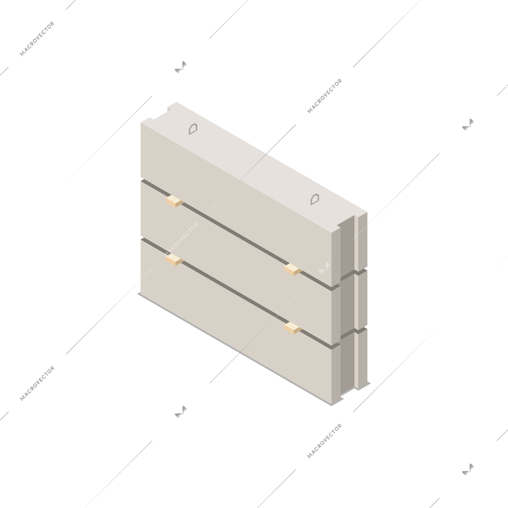 Concrete cement production isometric composition with ready goods for construction needs vector illustration