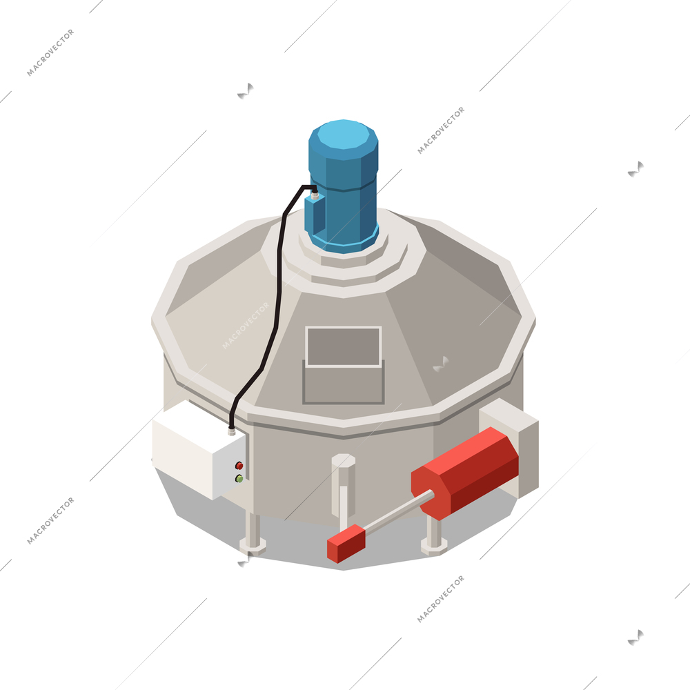 Concrete cement production isometric composition with factory extraction equipment vector illustration