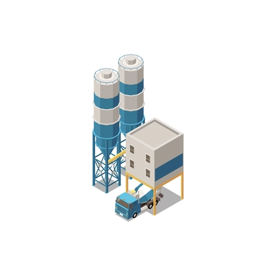 Concrete cement production isometric composition with factory extraction equipment vector illustration