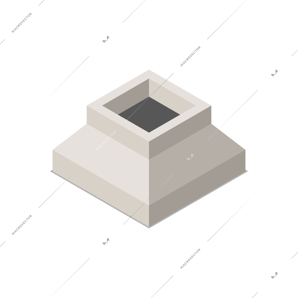 Concrete cement production isometric composition with ready goods for construction needs vector illustration